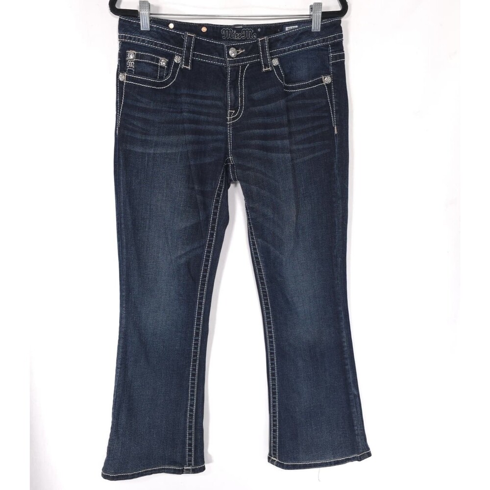 MISS ME Women's Bootcut Flare Jeans MEDIUM Mid Rise Embellished Pockets Western